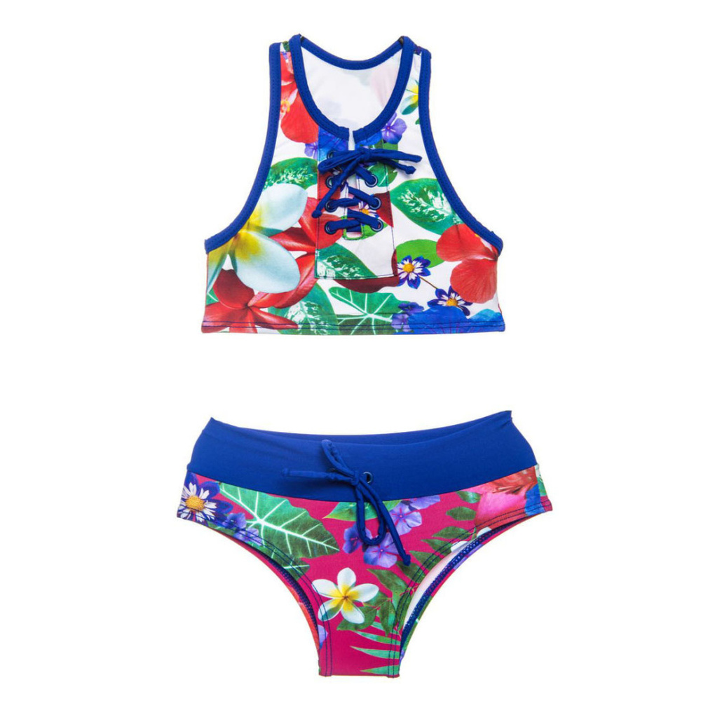 NEW Submarine Girls Hawaiian Floral 2-Piece Tankini Swimsuit Size‎ 14 / 12 Yrs - Picture 3 of 4
